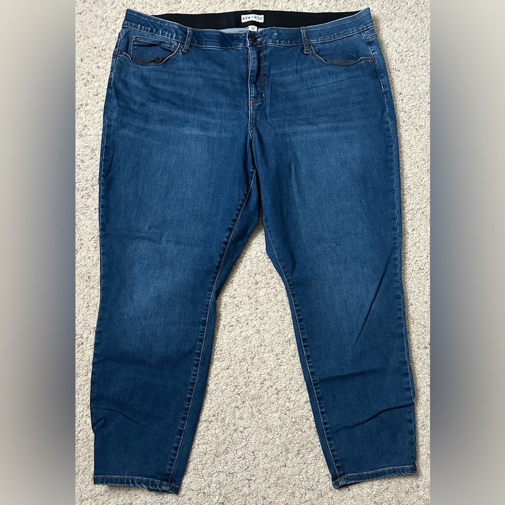 Ava & Viv Skinny Jeans 24W Dark Wash Stretch Plus Size Denim Slim Fit